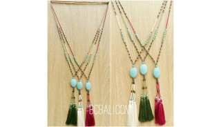turquoise stone tassel bead cowrie shells necklaces wholesale 50 pieces